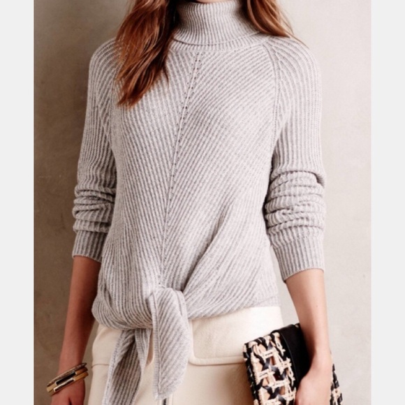 Anthropologie Sweaters - Anthropologie Moth Tie Front Turtleneck Sweater, M